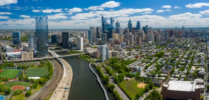panoramic aerial view of Philadelphia